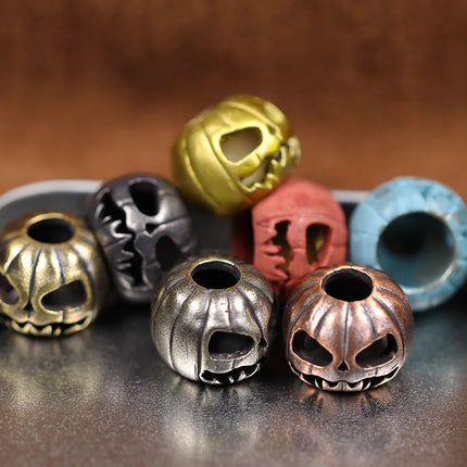 Halloween Pumpkin Skull Face Lantern EDC Brass Knife Beads DIY Woven Paracord Lanyard Pendants Outdoor Tool Hangings Accessories