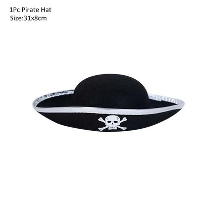 Pirate Captain Cosplay Costume Props Set Kids Halloween Hat Hook Skeleton Eye Patch Pirate Party Halloween Decoration Supplies