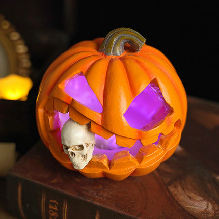 Halloween Ghost Pumpkin Lantern Decor Pumpkin Eating Skull Statue Table Centerpieces for Porches Gardens Patios Ornament