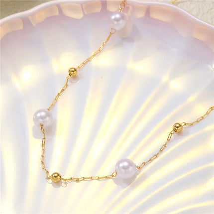 Minimalist Pearl Chain Necklace