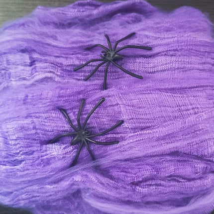 Halloween Elastic Spider Web with Spider Horror Haunted House Yard Scene Arrangement Halloween Party Faux Decorative Props 2025