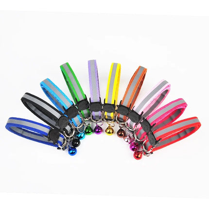 Adjustable Reflective Breakaway Cat Collar with Bell Safety Elastic Neck Ring Necklace Pet Supplies in Multiple Colors