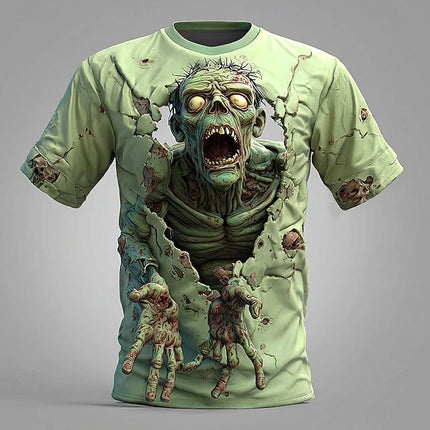 Halloween Skeleton 3D Printed  Men's T-shirt Summer Outdoor Casual Horror Pattern Short Sleeve Top Y2k Men Clothing