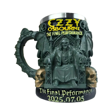 Halloween 3D Resin Ozzy Mug Osbourne Commemorative Mug Stainless Steel Skull Water Cup Beer Mug Coffee Cup Drinking