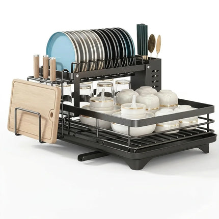 Expandable 2-Tier Dish Drying Rack