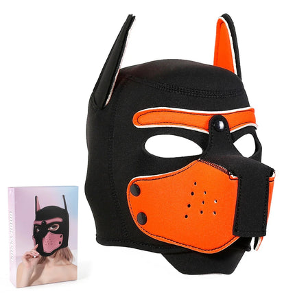Unisex Halloween Pupply Play Party Sexy Costumes of Men Women Latex Open Mouth Hole Dog Headgear Full Face Fetish Mask Hood