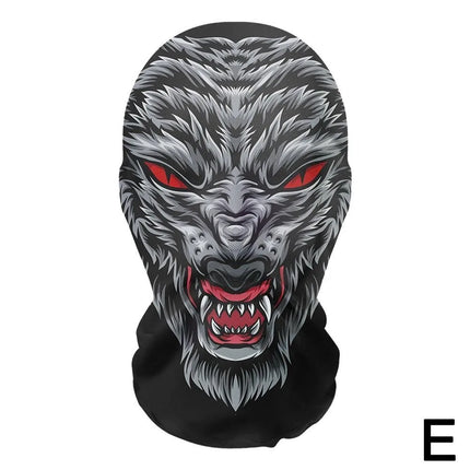 3D printed mask for role-playing full face covering elastic mesh printed mask fashionable Halloween makeup dance party headwear