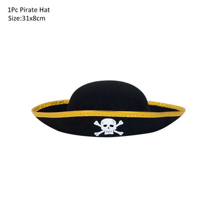 Pirate Captain Cosplay Costume Props Set Kids Halloween Hat Hook Skeleton Eye Patch Pirate Party Halloween Decoration Supplies