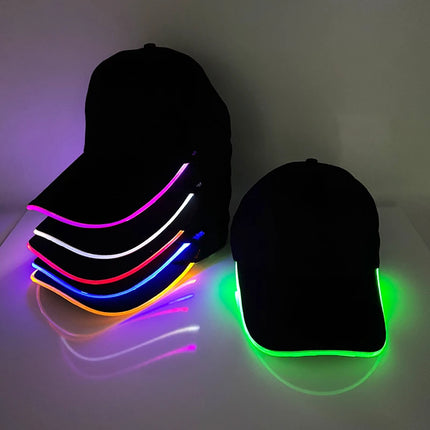 Halloween Adult Hat Led Optical Fibre Cap Baseball Cap NightClub Concert Masquerade Outdoor Fun Event Supplies Rap Summer Hat