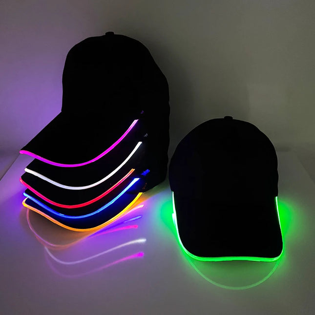 Halloween Adult Hat Led Optical Fibre Cap Baseball Cap NightClub Concert Masquerade Outdoor Fun Event Supplies Rap Summer Hat