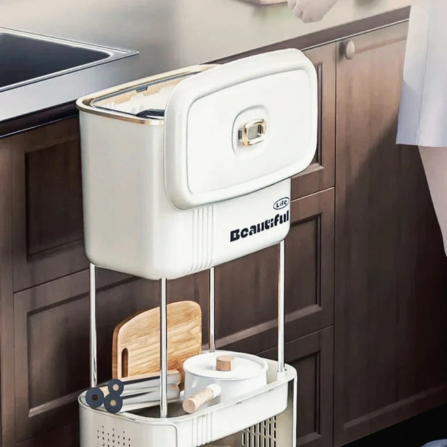 Kitchen Garbage Bin with Lid, Odor-Resistant, Large Capacity, Double-Layer Waste Separation, Ideal for Clean, Organized Kitchen
