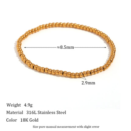 E.B.belle Gold Plated Silver Color Elastic Beads Bracelets Bangles For Woman Waterproof Stainless Steel Beaded Chain Bracelet