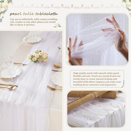 Pearl Tulle Table Runner