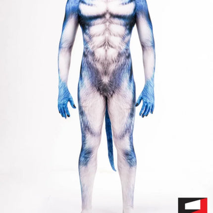 Halloween Costume  Adult Mens Wild Animal Cosplay Costume Full Cover 3D Print Beast Petsuit Jumpsuit Bodysuit Tail