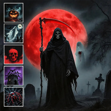 USB Projector Light Halloween Ghost Skull Night Light Switchable Pattern LED Projector Lamp for Room Ceiling Window Wall Decor