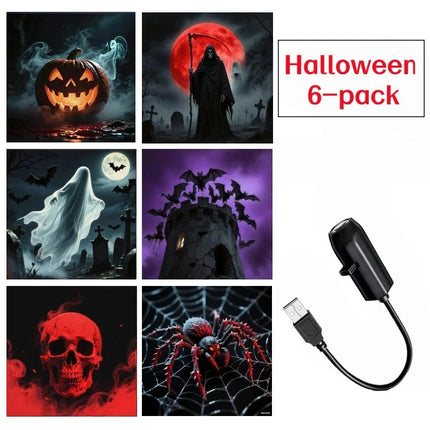 Halloween USB LED Projection Lamp,3/6pcs Patterns Light Ghost,bat,Spider,Skeleton,Halloween Atmosphere Light Festive Decoration