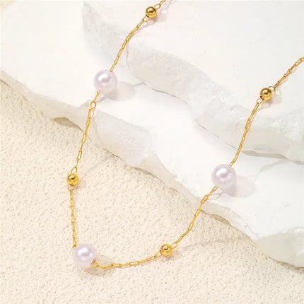 Minimalist Pearl Chain Necklace
