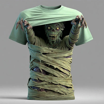 Halloween Skeleton 3D Printed  Men's T-shirt Summer Outdoor Casual Horror Pattern Short Sleeve Top Y2k Men Clothing