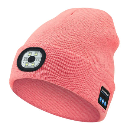 Unique With Light Bluetooth Beanie Hat Removable Headphones Wireless Headphones Speaker Mic Rechargeable LED Light Cap Fishing