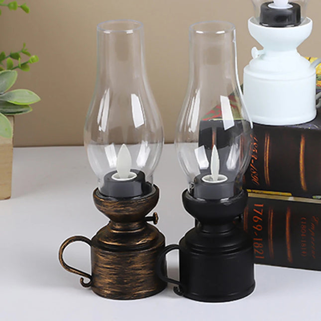 Vintage Lamp Halloween Night Light LED Flameless Candle Lamp Antique Oil Light Battery Operated Decoration Lamp