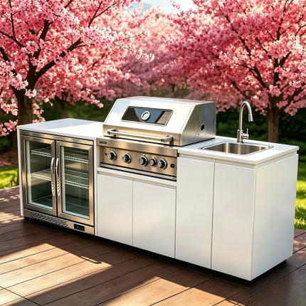 Mobile Kitchen On Wheels With Sink, Practical Unit,Ideal Decor & Accessories For Backyard,Garden Patio Daily Use & Entertainment