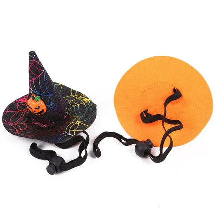 Halloween Pet Decoration Sequin Spider Web Witch Hat Elastic Headband Pet Dog Pumpkin Bat Hat Happy Halloween Day Pet Supplies