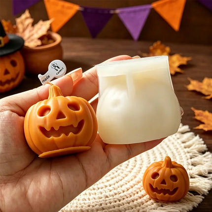 Halloween Mini Ghost Pumpkin Silicone Mold - 3D Stackable Candle Mold for DIY Soap Resin Plaster & Home Decor