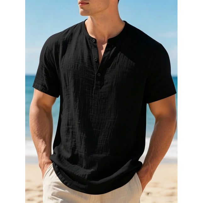 Men's Linen Henley T-Shirt