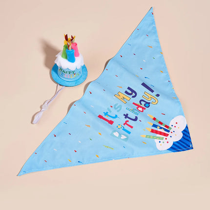 Dog Birthday Decorations Cake Hat & Bandana Scarfs Set - Pink,Happy Birthday Hat with Candles, Dog Birthday Present,Pet Supplies